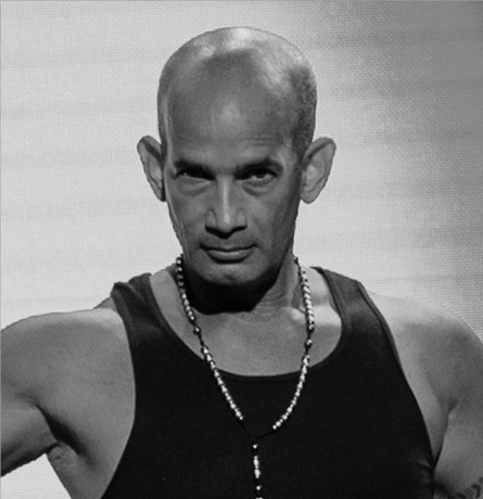 Strong man in black and white