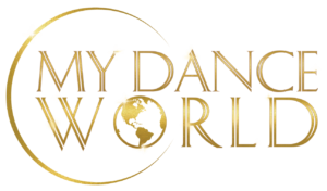 Transparent background My Dance World Logo in gold