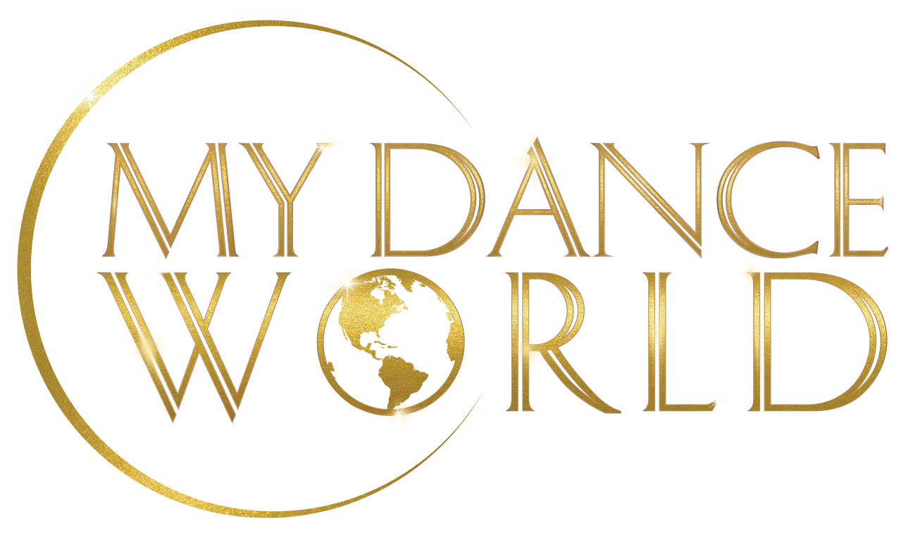 Transparent background My Dance World Logo in gold